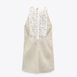 ZARA 100% LINEN LIMITED EDITION CROCHET DRESS